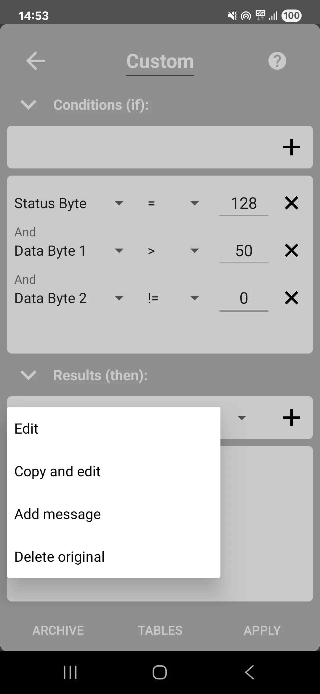 Custom Rules Dialog